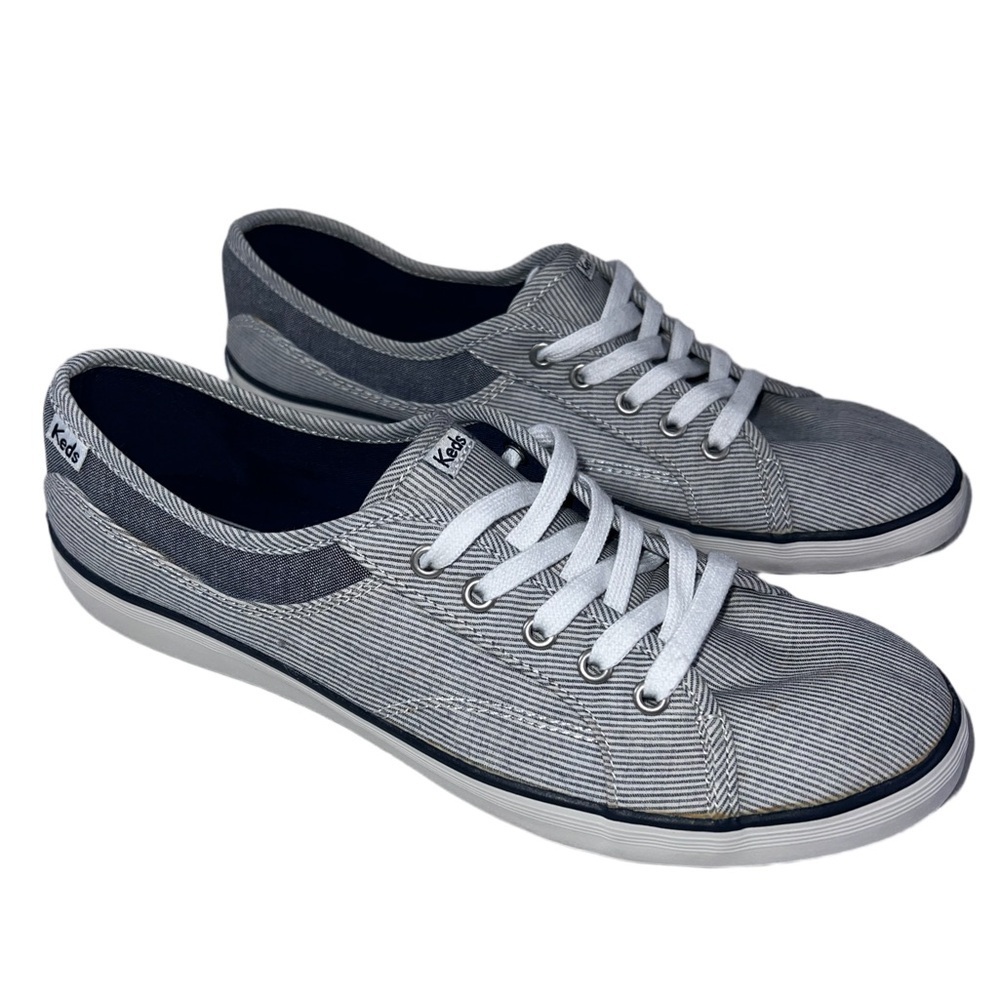 Keds Gray Pinstripe Lace-Up Sneakers | Women’s 8.5 - Picture 3 of 8